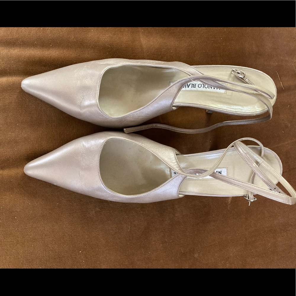 Gold Manolo Blahnik strap heels